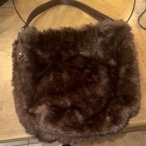 Bath & Body Works Dark Brown Faux Fur Shoulder Bag